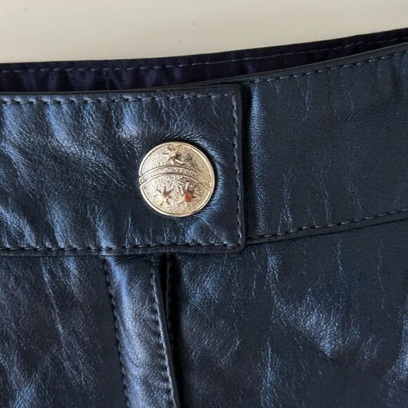 ESCADA Metallic Navy "Lederrock" Leather High Waisted Skirt, Size 36 - Picture 4 of 6